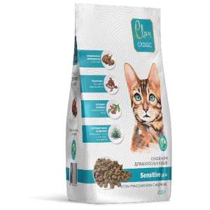 Клан/Clan Classic Sensitive корм для кошек с чувствительным пищ-ем рыба/индейка 400гр*12