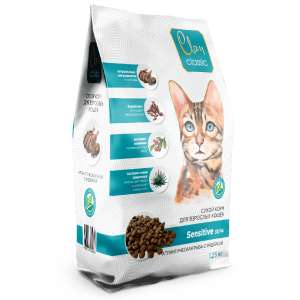 Клан/Clan Classic Sensitive корм для кошек с чувствительным пищ-ем рыба/индейка 1,25кг*6