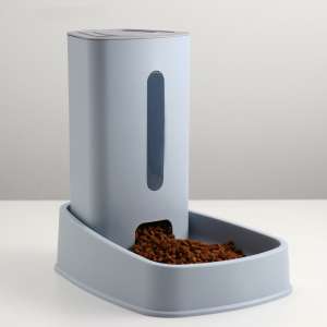 Автокормушка со скошенной миской нескользящие ножки серая 3л 32*22*31,5см Пижон