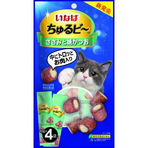 Инаба/INABA ЧУРУ-БИ лакомство для кошек трубочки запеч. тунец Магуро и тунец Кацуо 10гр*3шт