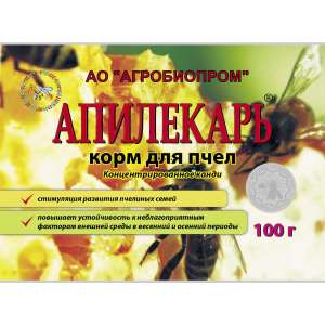 Апилекарь корм для пчел 100гр конц. лечебное Канди (лечение и профил. весенних забол. пчел)  для пчёл