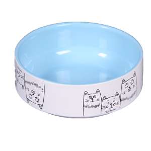 Миска керамическая 3 кота голубой 0,38л 12,5см Joy для кошек