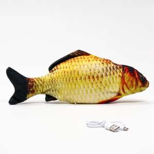 Игрушка для кошек Карась с двигающимся хвостом и USB зарядкой 28см 