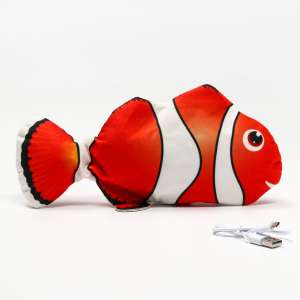 Игрушка для кошек Рыба-клоун с двигающимся хвостом и USB зарядкой 28см 