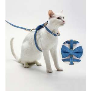 Комплект для собак и кошек Леди и Джентльмен поводок 120см*1см синий Пижон 