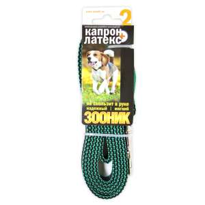 Поводок капроновый с двойной латексной нитью 2м*20мм зеленый Зооник