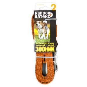 Поводок капроновый с двойной латексной нитью 2м*20мм оранжевый Зооник