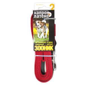 Поводок капроновый с двойной латексной нитью 2м*20мм красный Зооник
