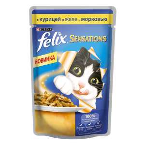 Феликс/Felix 85г sensations корм для кошек курица\ в морковном  желе для кошек