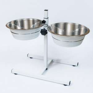 Подставка + 2 миски металлические 2*1,75л регулируемая Double Diner белый