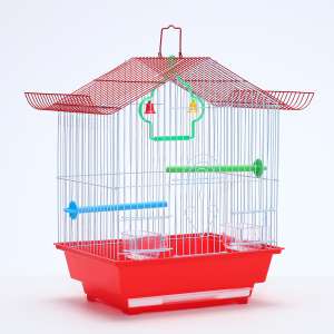 Клетка для птиц укомплектованная с кормушками 30*23*39см красная Пижон