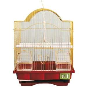Клетка для птиц №1 домик фигурный золото 30*23*39см Уют