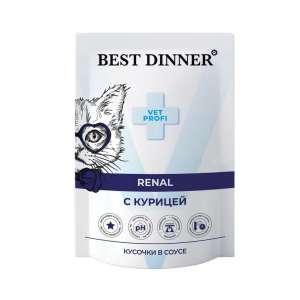 Бест Диннер Vet Profi Renal кусочки в соусе с Курицей для кошек 85гр*24