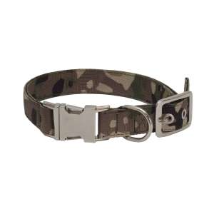 Ошейник капрон Камуфляж быстросъемный металлический фастекс 20мм 37-47см зеленый Каскад