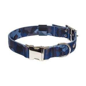 Ошейник капрон Камуфляж быстросъемный металлический фастекс 25мм 42-52см синий Каскад