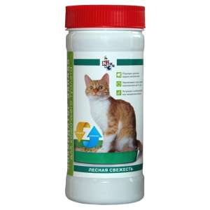 Ликвидатор запаха для кошек туалетов Киска "Лесная свежесть" порошок 600гр для кошек