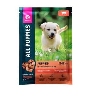 Олл Паппи/All Puppies пауч корм для щенков Тефтельки с говядиной в соусе 85гр*28