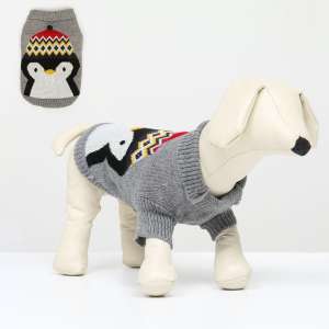Свитер для собак Пингвин рL спинка 35см серый