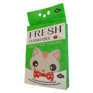 Наполнитель бентонитовый комкующийся Фрэш/Fresh Свежесть яблоко 6л/5кг Смываемый в туалет*4