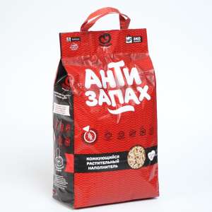 Наполнитель растительный комкующийся Питомец Антизапах 10л/4,3кг смывается в унитаз*3