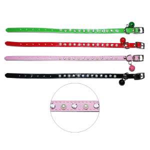 Ошейник двойной лак со стразами и бубенчиком 1*31см Уют