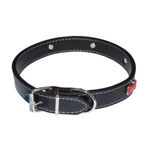 Ошейник кожаный прошитый укр косточки красная эмаль 2*50см Уют 