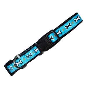 Ошейник двойной с тесьмой Косточки 1,6*30-45см голубой Уют