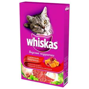 Вискас/Whiskas 350гр корм для кошек подушечки паштет говядина/ягненок/кролик *11