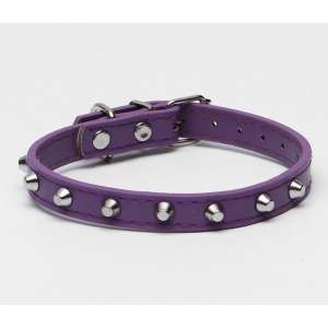 Ошейник для собак Классик с шипами кож зам фиолетовый 38*1,5см Пижон