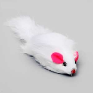 Игрушка для кошек Мышь из натурального меха белая 5см Пижон