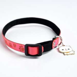 Ошейник светоотражающий с подвесом Лапки розовый 29*1см 