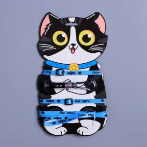 Комплект для кошек Шлейка + поводок и лазер Дай пять 