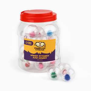 Игрушка для кошек Шарик с помпошкой 4см цвет в ассортименте Пижон