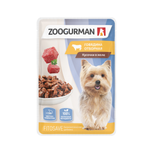 Зоогурман пауч корм для собак Кусочки в желе Говядина отборная 85гр*30