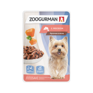 Зоогурман пауч корм для собак Кусочки в желе с Лососем 85гр*30
