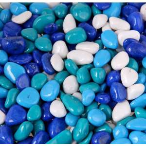 Грунт аквариумный Галька цветная голубой/синий/белый 8-12мм 800гр