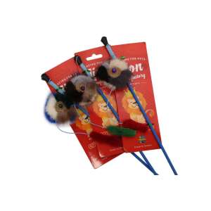 Игрушка для кошек дразнилка-удочка пушистый шарик из нат.меха  60см LION