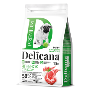 Деликана/Delicana корм для щенков мелких пород Ягненок с рисом 1,5кг*6