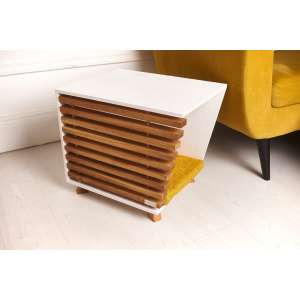 Дом деревянный белый с матрасом со съемным чехлом 45*40*40см