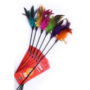 Игрушка для кошек дразнилка Бубенчик с перьями 65см в ассортименте LION