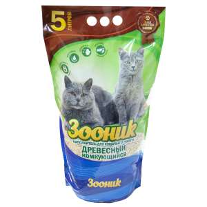 Наполнитель древесный комкующийся Зооник 5л/2,2кг*4