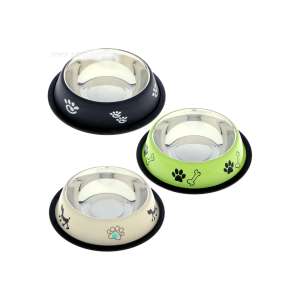 Миска металлическая нескользящая цветная с рисунком VM-2509 (В) 470мл