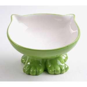 Миска керамическая «Киса» 200 мл,темно-зеленая, для кошек и собак