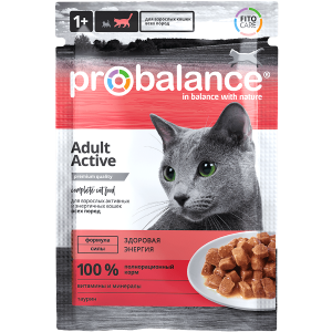 Пробаланс/Probalance Active пауч корм для активных кошек 85гр*28