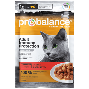 Пробаланс/Probalance Immuno пауч корм для кошек говядина в соусе 85гр*25