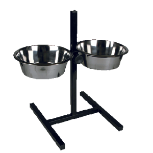 Подставка + 2 миски металлические 1,6л регулируемая черная Зооник