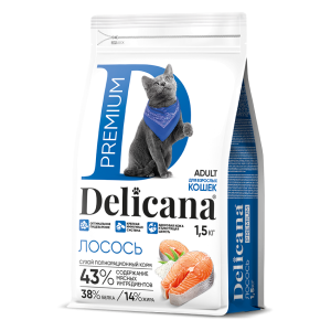 Деликана/Delicana корм для кошек Лосось 1,5кг*6