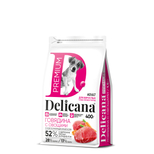 Деликана/Delicana корм для собак мелких пород Говядина с овощами 400гр*20
