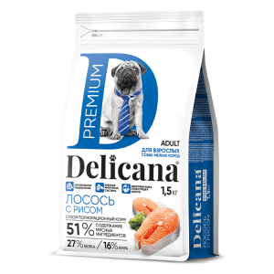 Деликана/Delicana корм для собак мелких пород Лосось с рисом 1,5кг*6