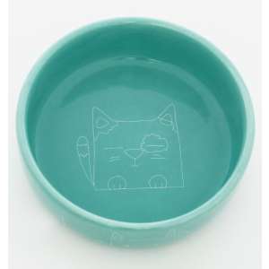 Миска керамическая «Семья котов», 300 мл,бирюзовая для кошек и собак